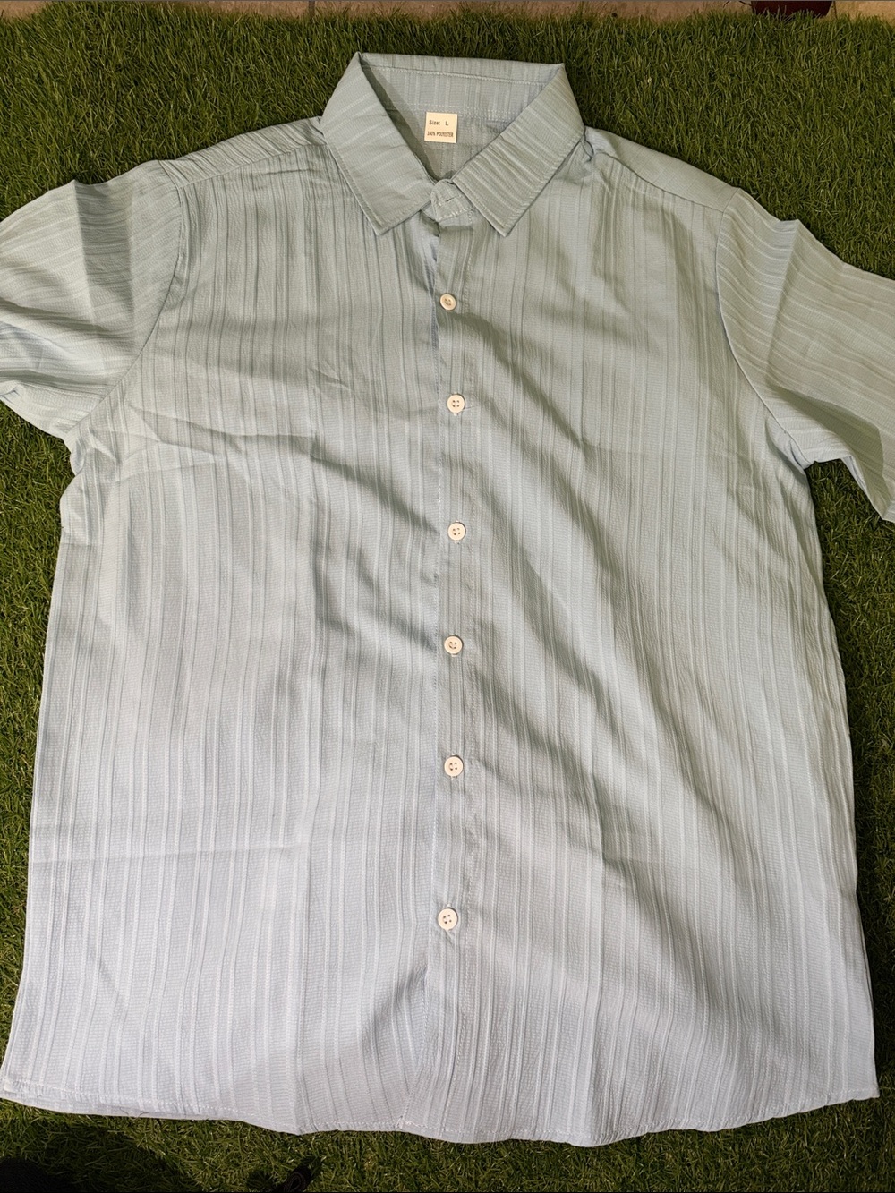 Casual Short set Sleeve Button-Up Shirt - Light Mint